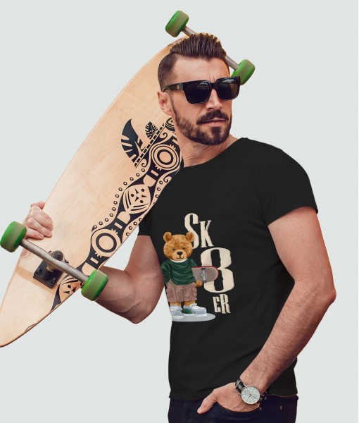 Мъжка тениска с щампа Мечета Skater bear